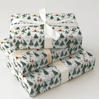 Watercolor Forest Gift Wrap, Camping Santa Wrapping Paper, Pine Tree Christmas Wrapping Paper, Outdoor Holiday Gift Wrap