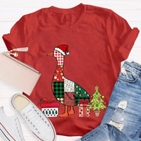 Colorful Holiday Geese Christmas Tree Tee, Christmas Geese T-Shirt, Festive Winter Animal Graphic Shirt, Adorable Xmas Present for Women Men