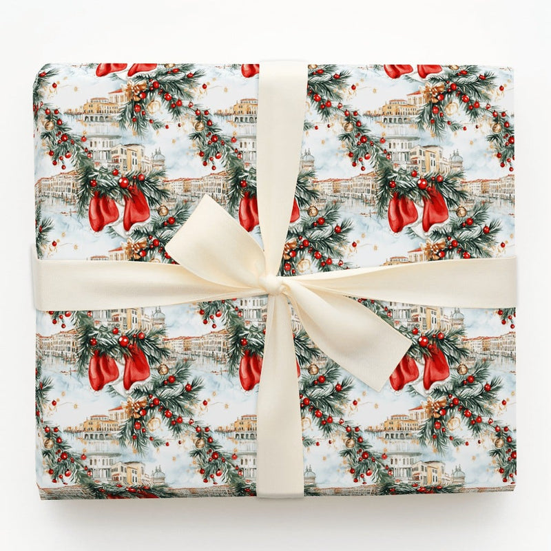 Italian Cityscape Wrapping Paper, Venice Italy Christmas Wrapping Paper, Watercolor Venice Gift Wrap