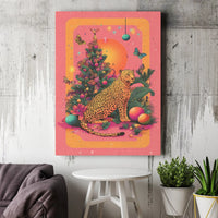 Tropical Holiday Canvas Poster, Leopard Christmas Tree Art, Funky Safari Xmas Wall Art Print, Festive Decor, Printable Digital Download