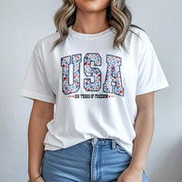 Patriotic USA Sweatshirt | 250 Years of Freedom Floral Design | Cozy Crewneck Pullover | Fourth of July Gift for Women