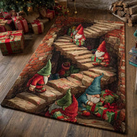 Whimsical Christmas Gnome Floor Rug, Gnome Stairs Area Rug, Non-Slip Washable Holiday Carpet, Winter Bedroom Decor, Xmas Present