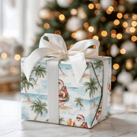 Beer Drinking Santa Gift Wrap, Tropical Beach Santa Wrapping Paper, Palm Tree Christmas Present Paper, Summer Holiday Wrapping Paper Roll