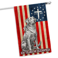 Patriotic Labrador Garden Flag | 250 Years of Blessings Betsy Ross Design | Double-Sided Polyester | Memorial Day & July 4th Decor