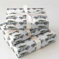 Farmhouse Tree Holiday Wrapping Paper, Vintage Blue Truck Christmas Wrapping Paper, Watercolor Rustic Xmas Gift Wrap, Winter Gift Wrap Roll