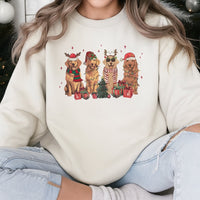 Festive Dog Holiday Sweater, Golden Retriever Christmas Sweatshirt, Adorable Pet Lover Crewneck, Winter Dog Mom Pullover, Xmas Present for Dog Mom