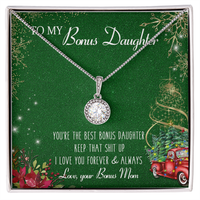 Eternal Hope Pendant Jewelry, Bonus Daughter Necklace Present, White Gold Over Stainless Steel Chain, Meaningful Christmas Present from Bonus Mom