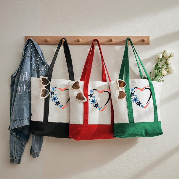 Love Star Color-blocked Canvas Bag