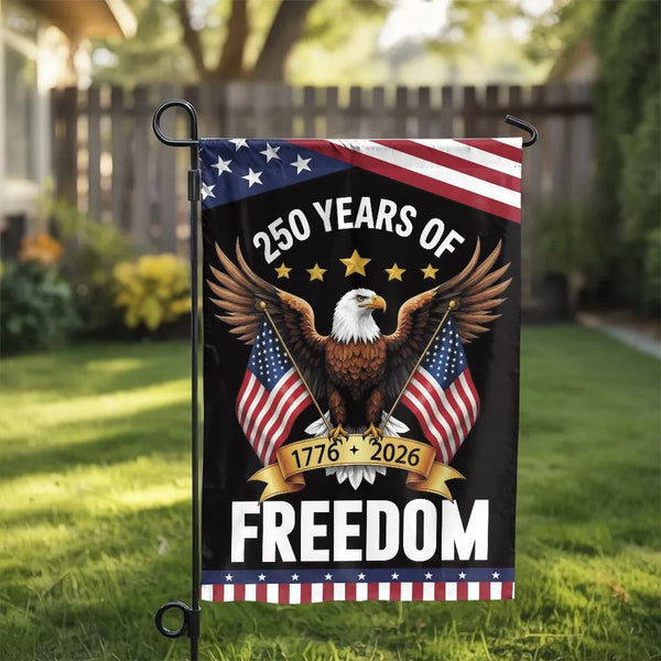250 Years of Freedom Garden Flag | American Eagle 1776-2026 Commemorative Design | Double-Sided Weather-Resistant Polyester | Patriotic Gift for History Lovers