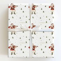 Vintage Santa Christmas Wrapping Paper, Violin Santa Wrapping Paper, Musical Holiday Gift Wrap, Snowy Forest Present Wrapping Paper