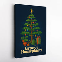 Retro Botanical Holiday Poster, Houseplant Christmas Tree Digital Wall Art, Groovy Plant Tree Print, Festive Plant Lover Printable Art