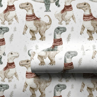 Watercolor T-Rex Gift Wrap, Dinosaur Christmas Wrapping Paper, Holiday Dino Wrapping Paper, Winter Dino Gift Wrap, Kids Christmas Paper