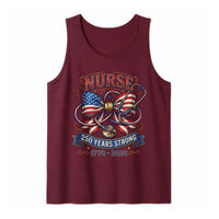 Patriotic Nurse Tank Top | American Flag Bow & Stethoscope 250 Years Strong 1776-2026 | Soft Breathable Fabric | Gift for Nurses & Fourth of July