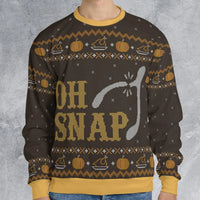 Humorous Holiday Mashup Sweater, Oh Snap Wishbone Thanksgiving Ugly Christmas Sweatshirt, Autumn Xmas Crewneck, Fall Season Pullover