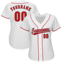 Custom Baseball Jersey - White Red-Black