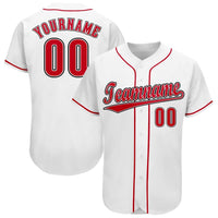 Custom Baseball Jersey - White Red-Black