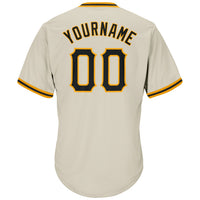 Custom Cream Black-Gold Authentic Throwback Rib-Knit Baseball Jersey Shirt