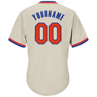 Custom Cream Orange-Royal Authentic Throwback Rib-Knit Baseball Jersey Shirt