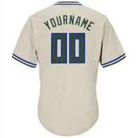 Custom Cream Hunter Green-Royal Authentic Throwback Rib-Knit Baseball Jersey Shirt
