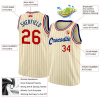 Custom Basketball Jersey - Cream Black Pinstripe Red-Royal Authentic
