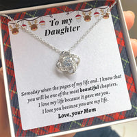 Holiday Christmas Love Knot Pendant, Daughter Love Knot Necklace, Meaningful Daughter Keepsake Necklace from Mom