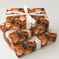 Desert Christmas Gift Wrap, Southwestern Santa Wrapping Paper, Cactus Holiday Present Wrapping Paper, Retro Orange Holiday Present Gift Wrap