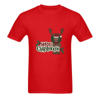 Humorous Christmas Moose Double Sided Graphic Tee, Merry Christmoose T-Shirt, Holiday Pun Animal Shirt, Mens Festive Cotton T-Shirt