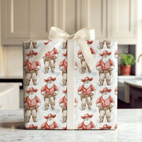Wild West Watercolor Santa Gift Wrap, Cowboy Santa Christmas Wrapping Paper, Rustic Chaps Santa Wrapping Paper, Country Holiday Gift Wrap