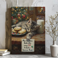 Adorable Holiday Cat Canvas Print, Sleeping Kitten Christmas Canvas Art, Furrever Home Xmas Wall Decor Canvas, Comfy Winter Pet Lover Present