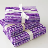 Watercolor Striped Gift Wrap, Purple Snowflake Wrapping Paper, Winter Holiday Wrapping Paper, Christmas Gift Wrap, Seasonal Present Paper