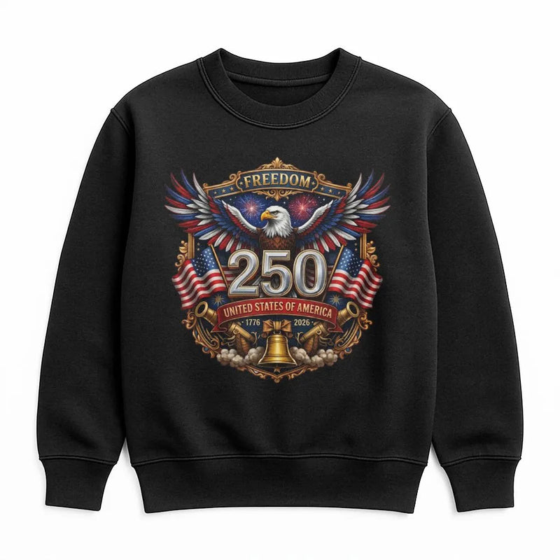 America 250 Years Sweatshirt | Freedom 1776-2026 Patriotic Eagle Design | Soft Cotton Polyester Blend | 4th of July Gift for Patriots