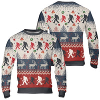 Sasquatch Holiday Sweater, Bigfoot Ugly Christmas Sweater, Humorous Bigfoot Xmas Sweater, Festive Reindeer Crewneck Sweatshirt, Holiday Present