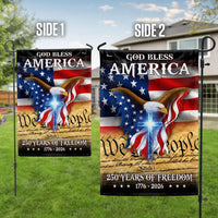 God Bless America Garden Flag | 250 Years of Freedom Eagle & Cross Design | Double-Sided Polyester | Patriotic Outdoor Decor