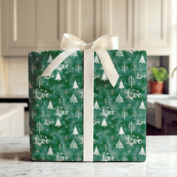 Holy Family Holiday Gift Wrap, Nativity Love Christmas Wrapping Paper, Emerald Green Christian Paper, Winter Snowflake Present Wrap