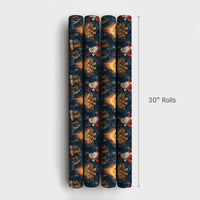 Rustic Christmas Gift Wrap, Campfire Santa Wrapping Paper, Rocking Chair Santa Wrapping Paper Roll, Comfy Winter Gift Wrap