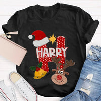 Santa Hat Elk Holiday Shirt, H Is for Happy Christmas Shirt, Humorous Christmas Graphic Tee, Festive Family Holiday Shirt, Adorable Christmas Present