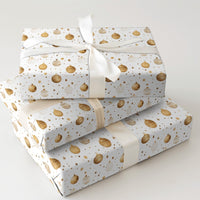 Watercolor Bauble Holiday Gift Wrap, Gold Christmas Ornament Wrapping Paper, Festive Xmas Present Wrap, Winter Holiday Gift Wrapping Paper