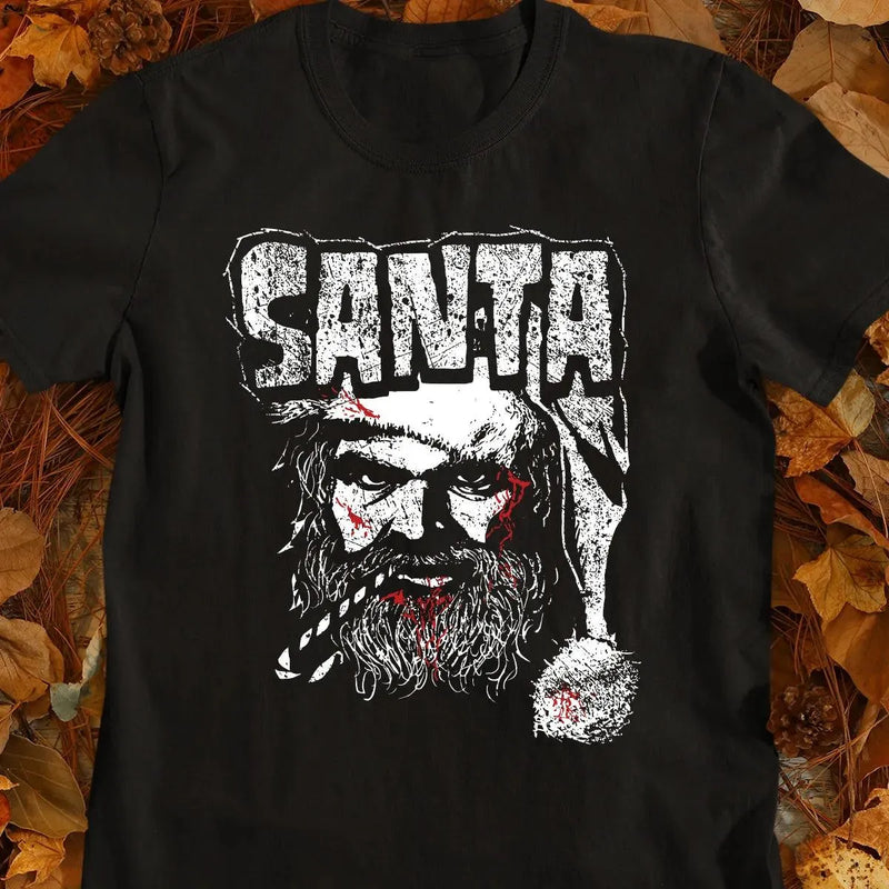 Dark Spooky Christmas Graphic Tee, Santa Horror T-Shirt, Scary Killer Santa Clause Shirt, Creepy Holiday Season Slasher Top