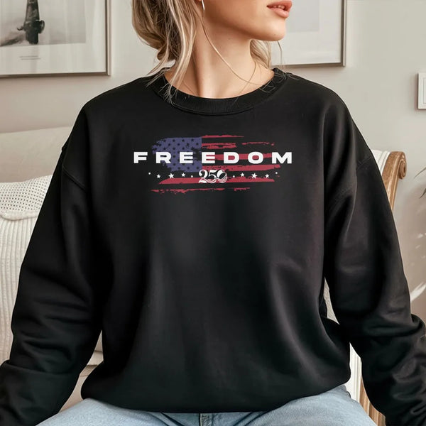 Freedom 250 Years Sweatshirt | Vintage American Flag Graphic | Premium Cotton Blend | Patriotic Gift for Independence Day and US History Lovers