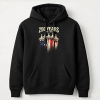America 250 Years Hoodie | Vintage Fighter Jet American Flag Graphic | Premium Cotton | Collector's 4th of July Gift for Patriots