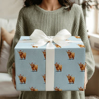 Adorable Winter Cattle Gift Wrap, Santa Highland Cow Wrapping Paper, Rustic Farm Animal Holiday Wrapping Paper, Christmas Gift Wrap Paper Roll