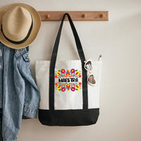 Maestra Flowers Color-blocked Canvas Bag
