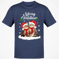 Adorable Holiday Kitty Graphic Tee, Merry Christmas Santa Cats T-Shirt, Festive Cat Lover Winter Shirt, Xmas Animal T-Shirt