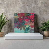 Watercolor Christmas Floral Print, Poinsettia Canvas Wall Art, Poinsettia Digital Download, Holiday Flower Art, Printable Christmas Decor