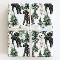 Winter Forest Dog Gift Wrap, Poodle Christmas Wrapping Paper, Watercolor Poodle Holiday Wrapping Paper, Xmas Dog Lover Wrapping Paper Roll