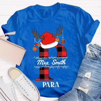 P Is for Para Holiday Shirt, Personalized Para Santa Hat Christmas T-Shirt, Paraprofessional Christmas Tee, Adorable Para Xmas Graphic Shirt