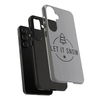 Winter Pine Tree Samsung Galaxy Case, Let It Snow Phone Case, Minimalist Snowfall Tough Phone Cover, Christmas Holiday Present Phone Case