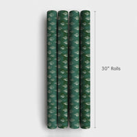 Dark Green Holiday Gift Wrap, Vintage Sketch Ornaments Wrapping Paper, Rustic Christmas Tree Bauble Wrapping Paper, Farmhouse Gift Wrap Roll