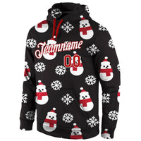 3D Holiday Winter Hoodie, Custom Christmas Snowman Pullover Hoodie, Stitched Name Number Sweatshirt Hoodie, Xmas Sports Fan Present
