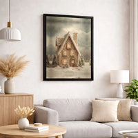 Winter Village Christmas Canvas Print, Gingerbread House Christmas Wall Art, Festive Gingerbread Holiday Poster, Christmas Digital Download